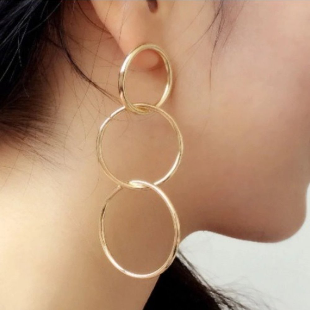 Gold Infinity Hoop Dangle Earrings